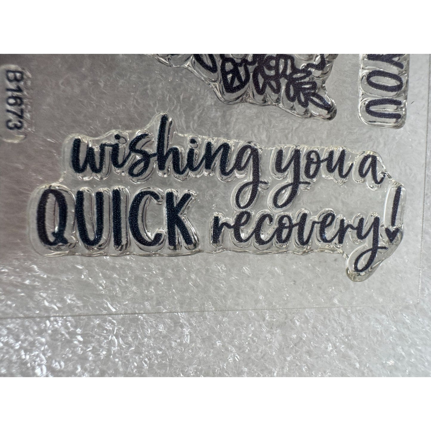CTMH My Acrylix Acrylic Stamp Set Get Well Soon Card Making Quick Recovery B1673