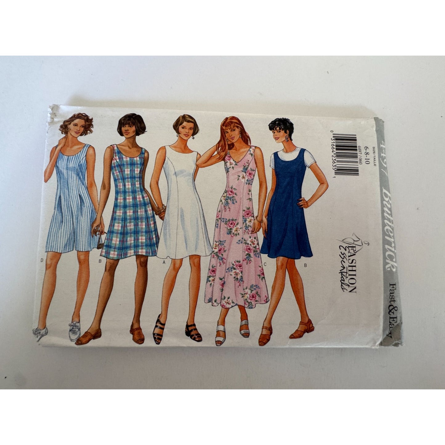 Butterick Sewing Pattern 4497 A Line Dress Vintage 90s Minimalist Style 6 8 10 Uncut