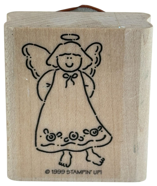 Stampin Up Rubber Stamp Angel Halo Wings Wood Mounted Craft Tool Wood Mounted