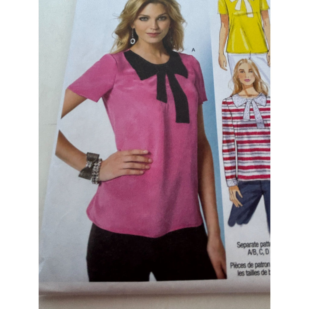 Butterick Sewing Pattern B5817 Blouse With Bow Collar Top Shirt Sizes 6-14 Uncut