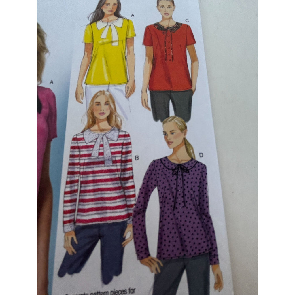 Butterick Sewing Pattern B5817 Blouse With Bow Collar Top Shirt Sizes 6-14 Uncut