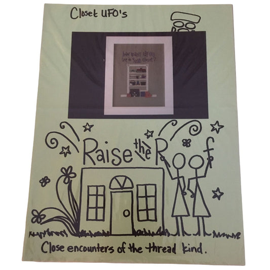 Raise the Roof Counted Cross Stitch Pattern Closet UFOs Humor Unfinished Objects Craft Room