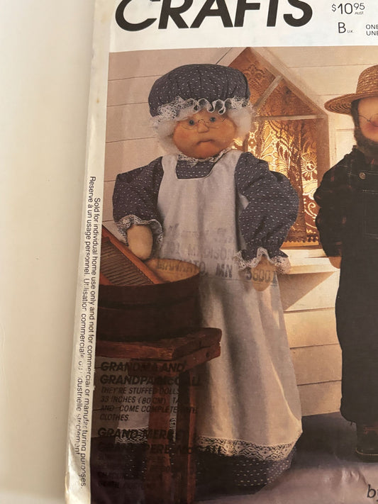 McCalls Crafts Sewing Pattern 5464 Grandpa Grandma Dolls Country Farm Faye Wine