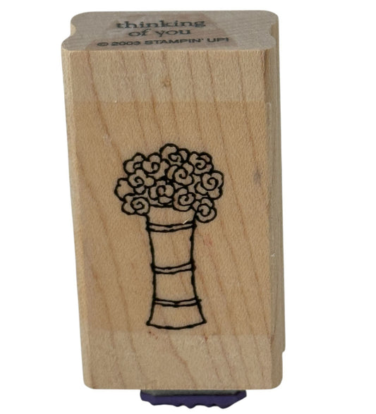 Stampin Up Rubber Stamp Flower Bouquet Vase and Thinking of You Card Making Word
