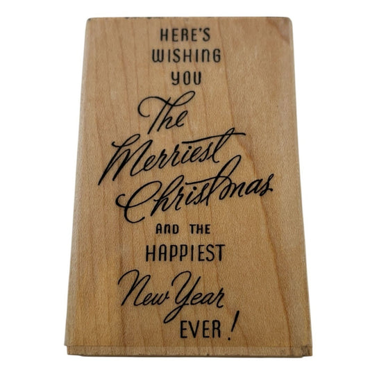 Stampendous Rubber Stamp Merriest Wish Christmas Happy New Year Holiday Greeting