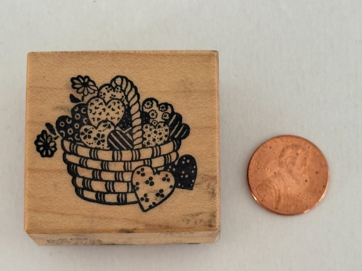 PSX Rubber Stamp Basket Of Hearts Valentines Day Card Making Stamping Craft C593