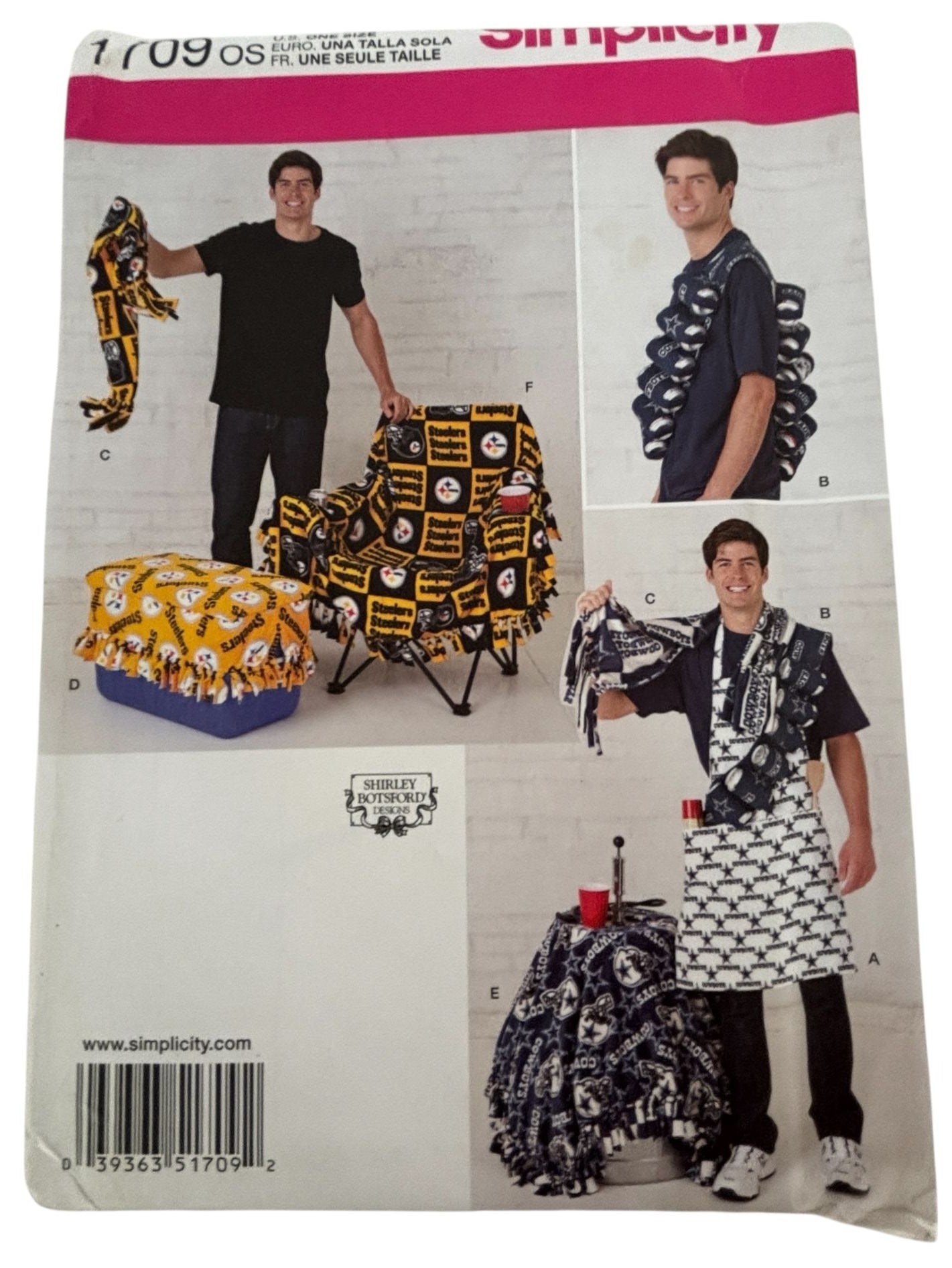Simplicity Sewing Pattern 1709 Football Fan Apron Cooler Cover Beer Can Holder