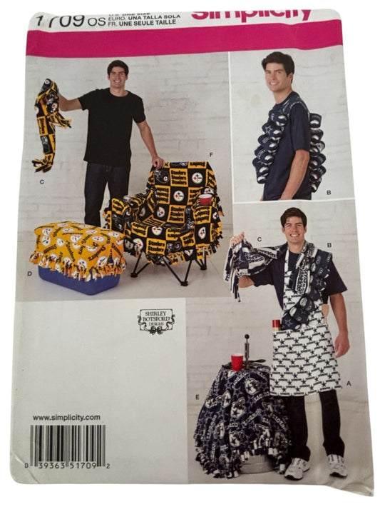 Simplicity Sewing Pattern 1709 Football Fan Apron Cooler Cover Beer Can Holder