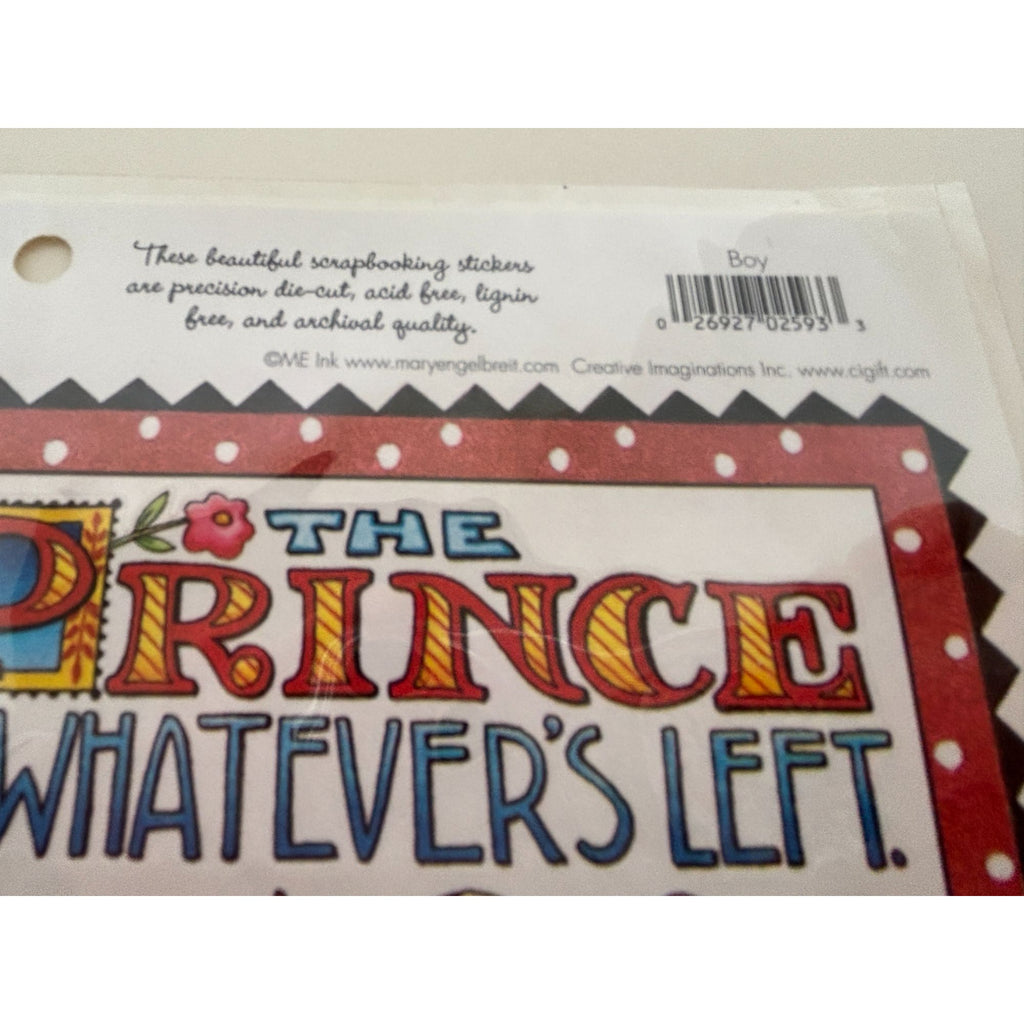 Mary Engelbreit Scrapbook Stickers Boy Theme Prince Rocket Baseball Sword Frog
