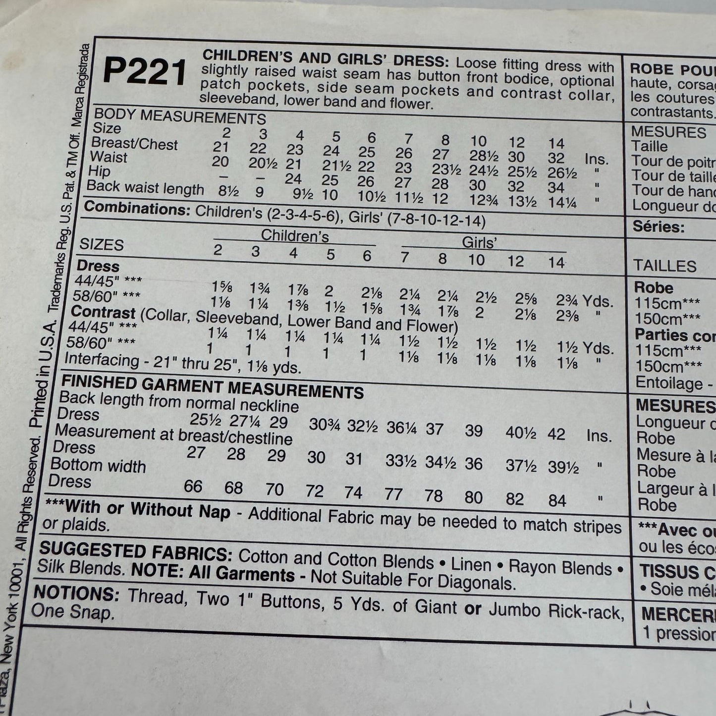 McCalls Sewing Pattern P221 Girls Dress Spring Easter Easy Stitch N Save Sz 2-6