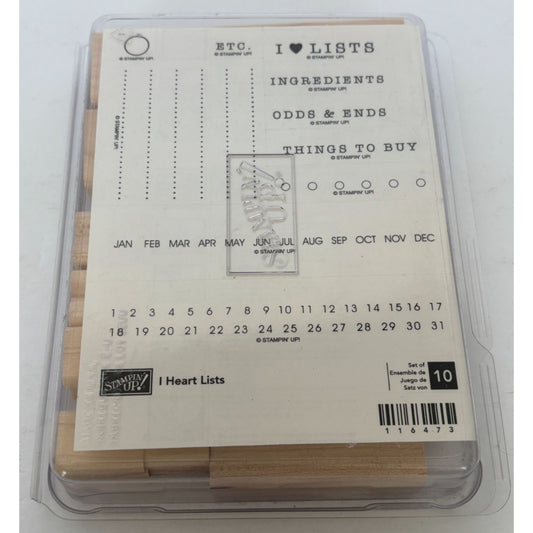 Stampin Up Rubber Stamp Set I Heart Lists Set Of 10 Planner Things to Buy Months