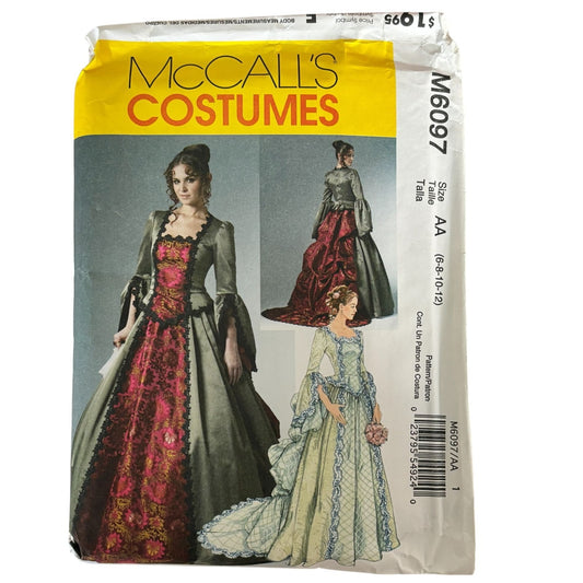 McCalls Sewing Pattern M6097 Victorian Dress Costume Gown Detachable Train 14-20 Uncut Renaissance Historical