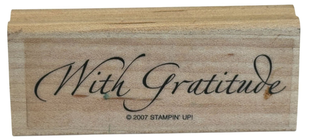 Stampin Up Rubber Stamp With Gratitude Thank You Card Making Craft Wood Mounted
