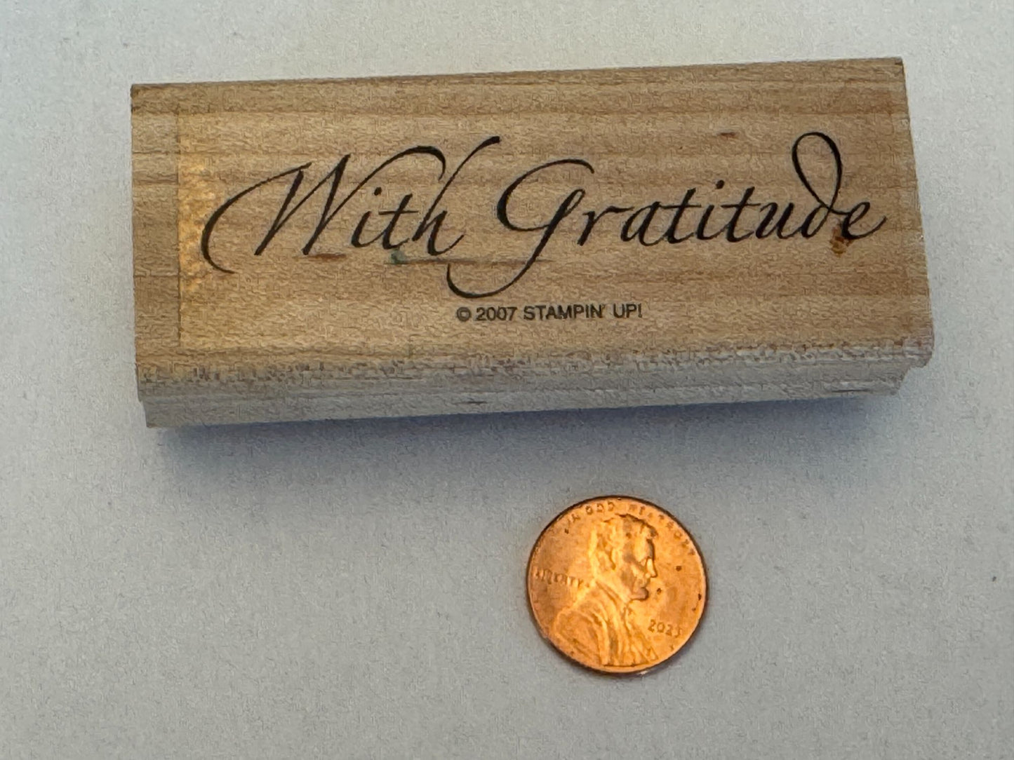 Stampin Up Rubber Stamp With Gratitude Thank You Card Making Craft Wood Mounted