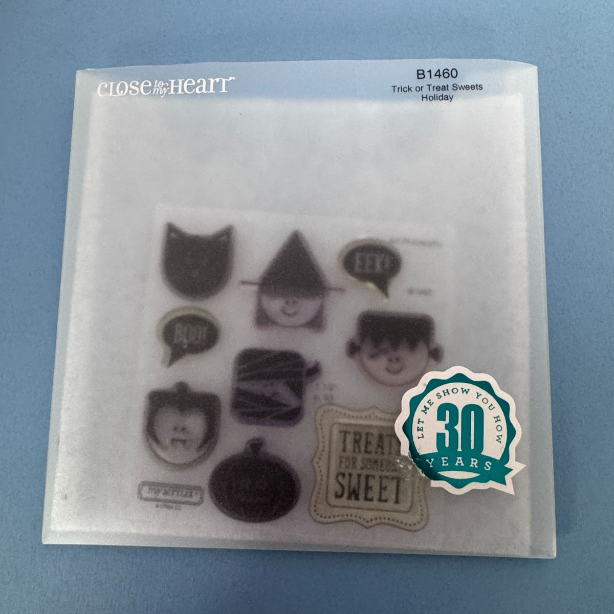 CTMH Acrylic Stamps Trick or Treat Sweets Halloween Faces Cat Witch Mummy B1460