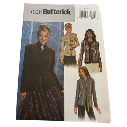 Butterick Sewing Pattern 4028 Misses Work Jacket Career Blazer 18 20 22 Uncut