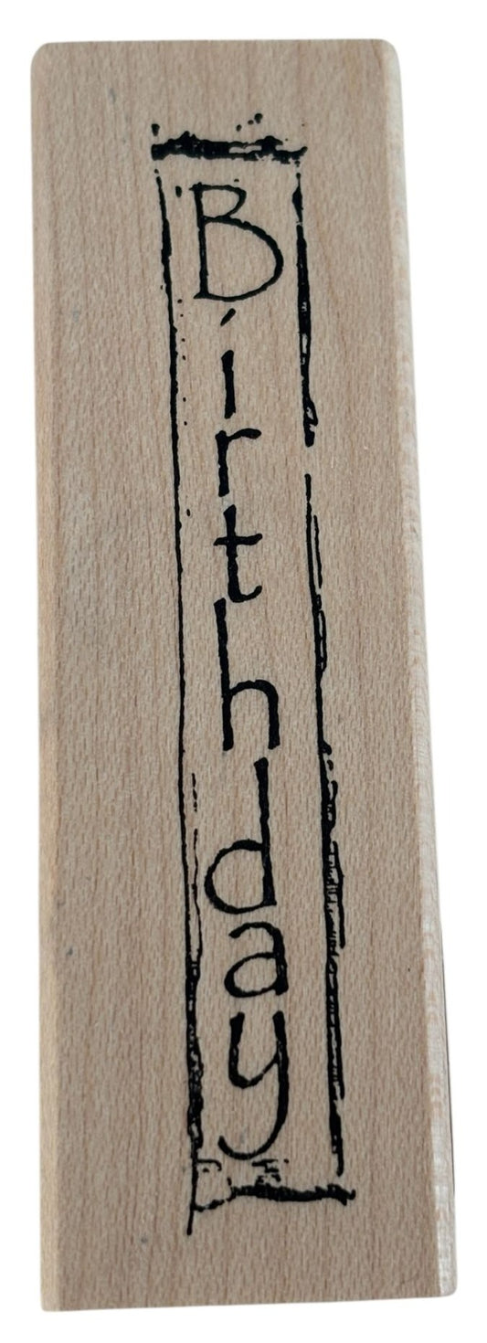 Art Impressions Rubber Stamp Birthday Card Making Word Vertical Wood Mounted