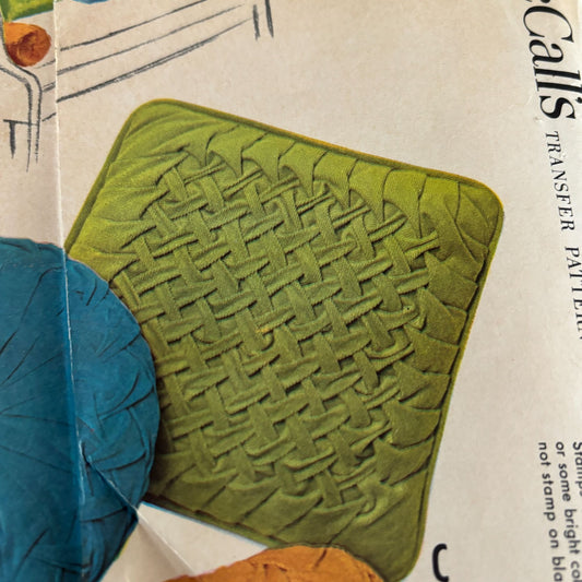 McCalls 2467 Smocked Pillow Pattern Vintage 1961 Round Bolster Square Mid Century Decor Transfer