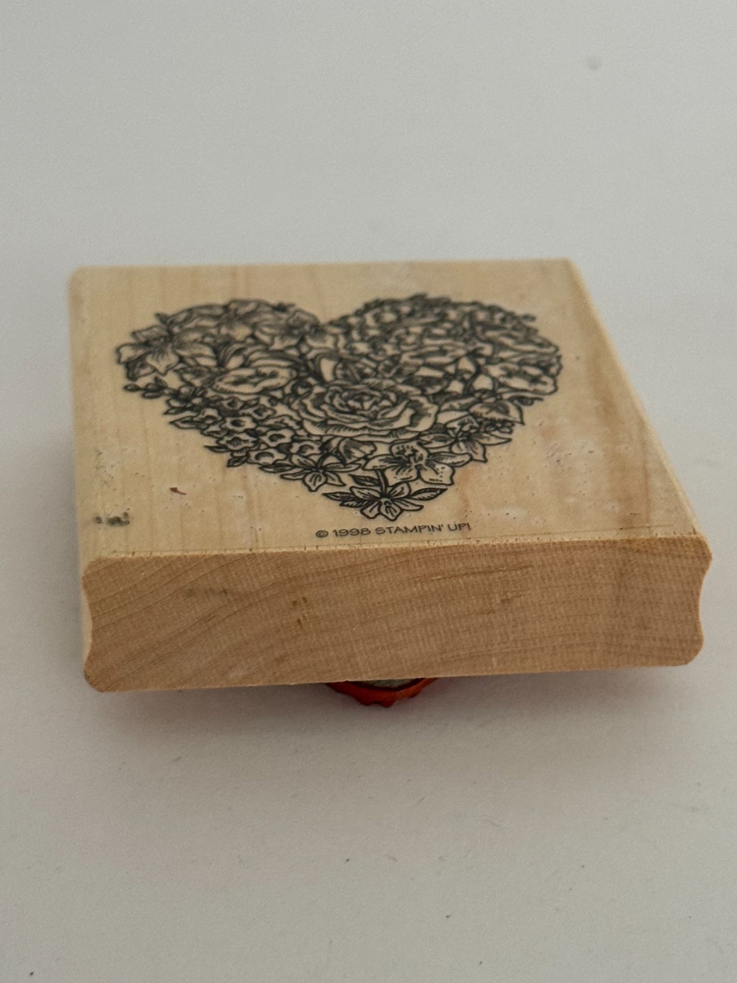Stampin Up Rubber Stamp Floral Heart Flowers Valentines Day Card Making Big Wood