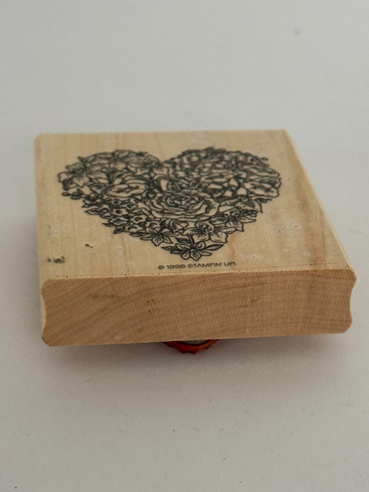 Stampin Up Rubber Stamp Floral Heart Flowers Valentines Day Card Making Big Wood