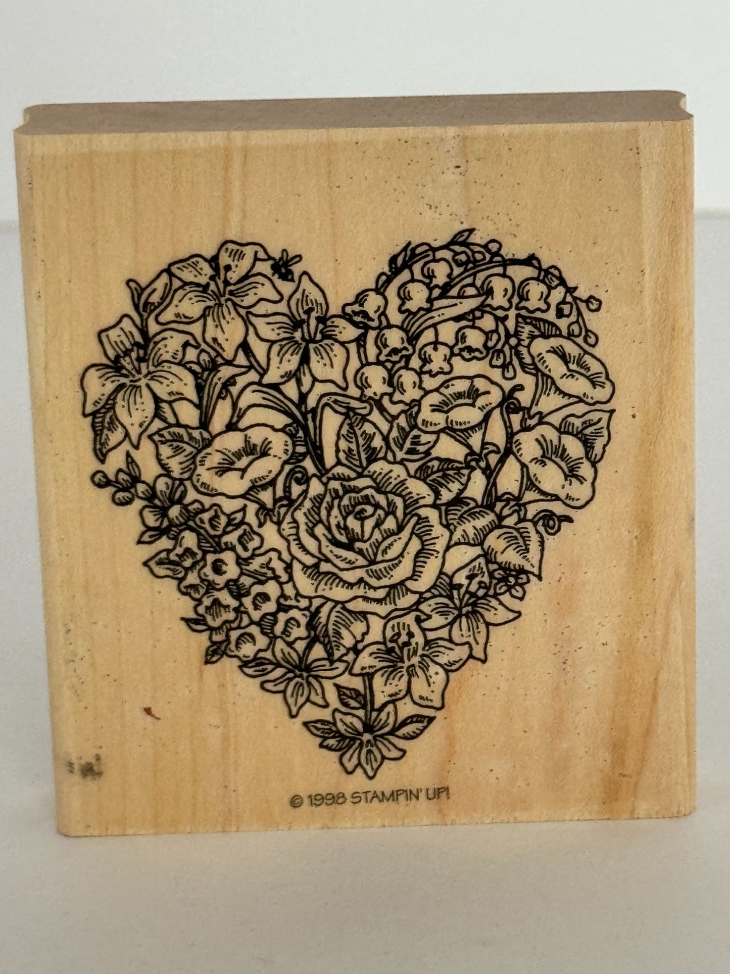 Stampin Up Rubber Stamp Floral Heart Flowers Valentines Day Card Making Big Wood