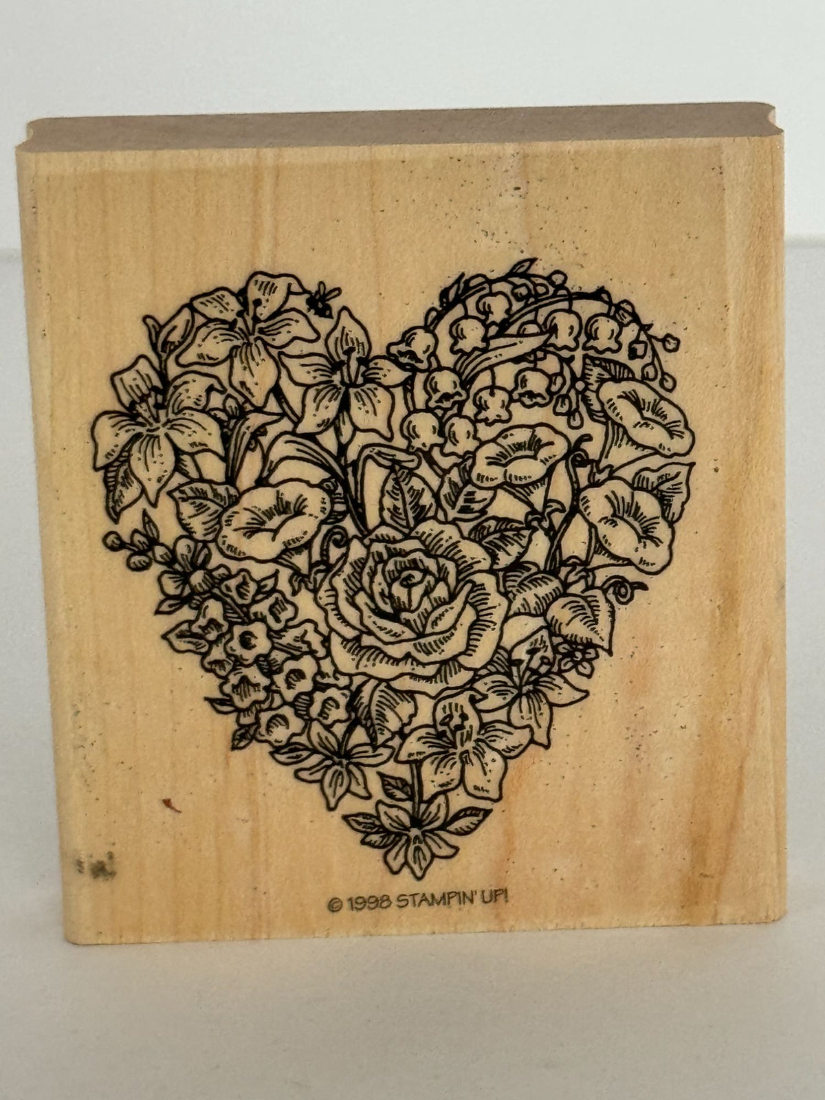 Stampin Up Rubber Stamp Floral Heart Flowers Valentines Day Card Making Big Wood
