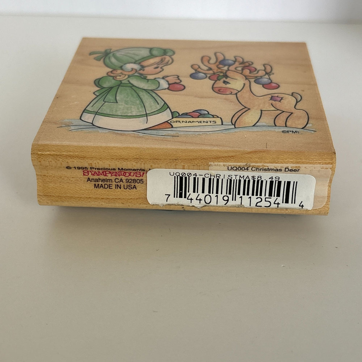 Precious Moments Rubber Stamp Christmas Deer Reindeer Card Making Ornaments Stampendous Wood Mounted