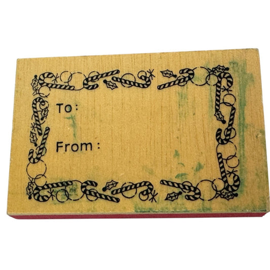 Candy Cane Rubber Stamp Christmas Gift Tag Card Making To From Holidays Present
