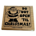 Stampin Up Rubber Stamp Do Not Open Til Christmas Santa Gift Tag Card Making