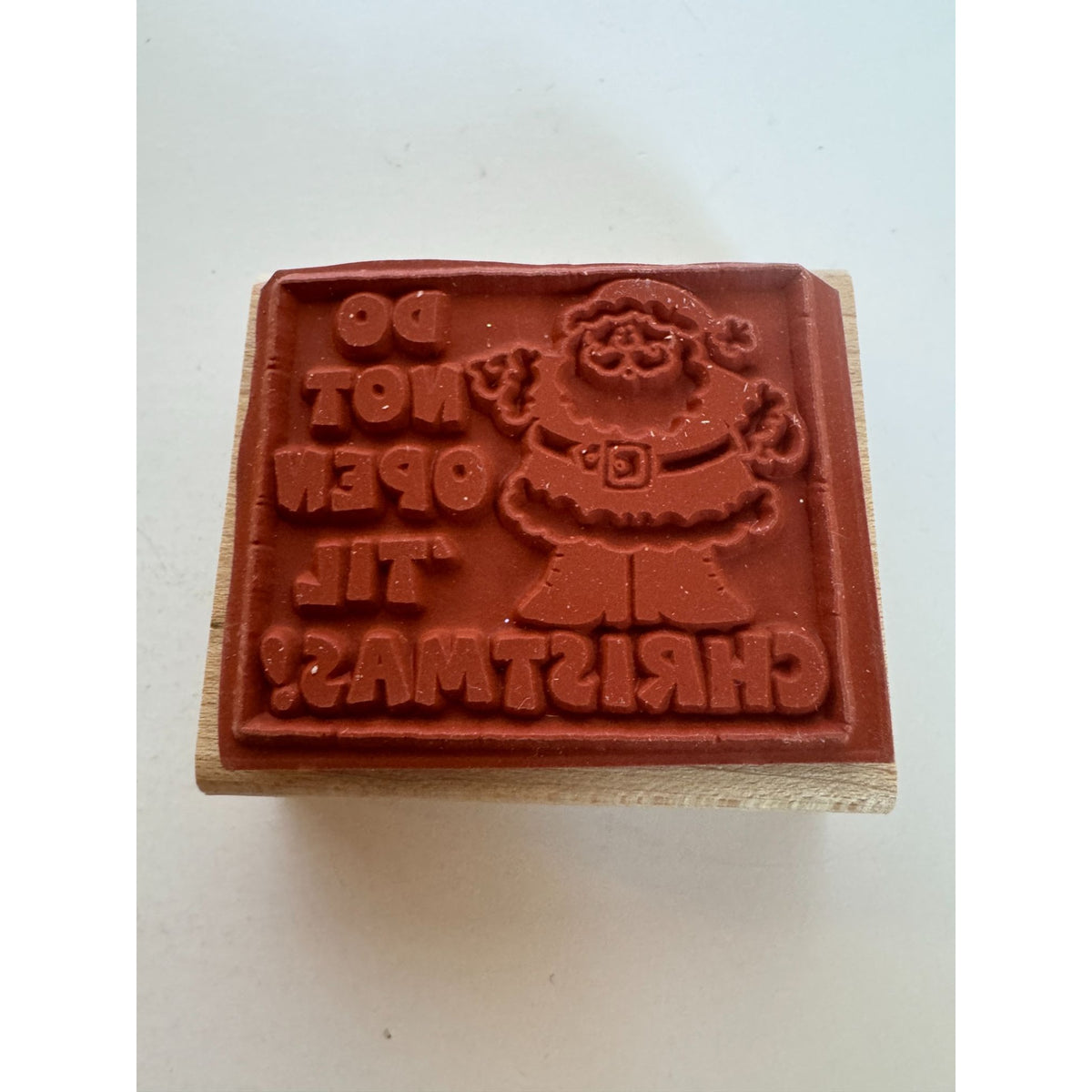 Stampin Up Rubber Stamp Do Not Open Til Christmas Santa Gift Tag Card Making