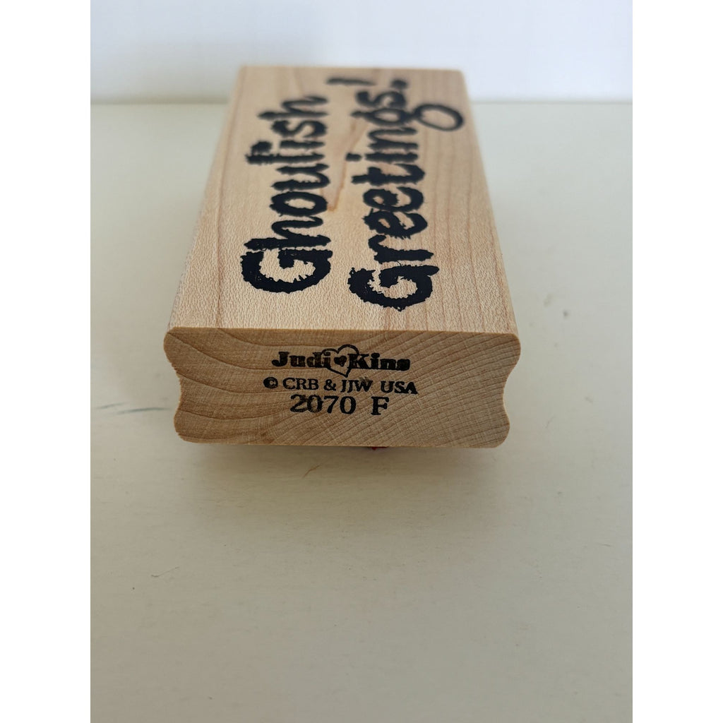 JudiKins Rubber Stamp Ghoulish Greetings Halloween Sentiment Cardmaking Words Wood Mounted Spooky Lettering Ghost