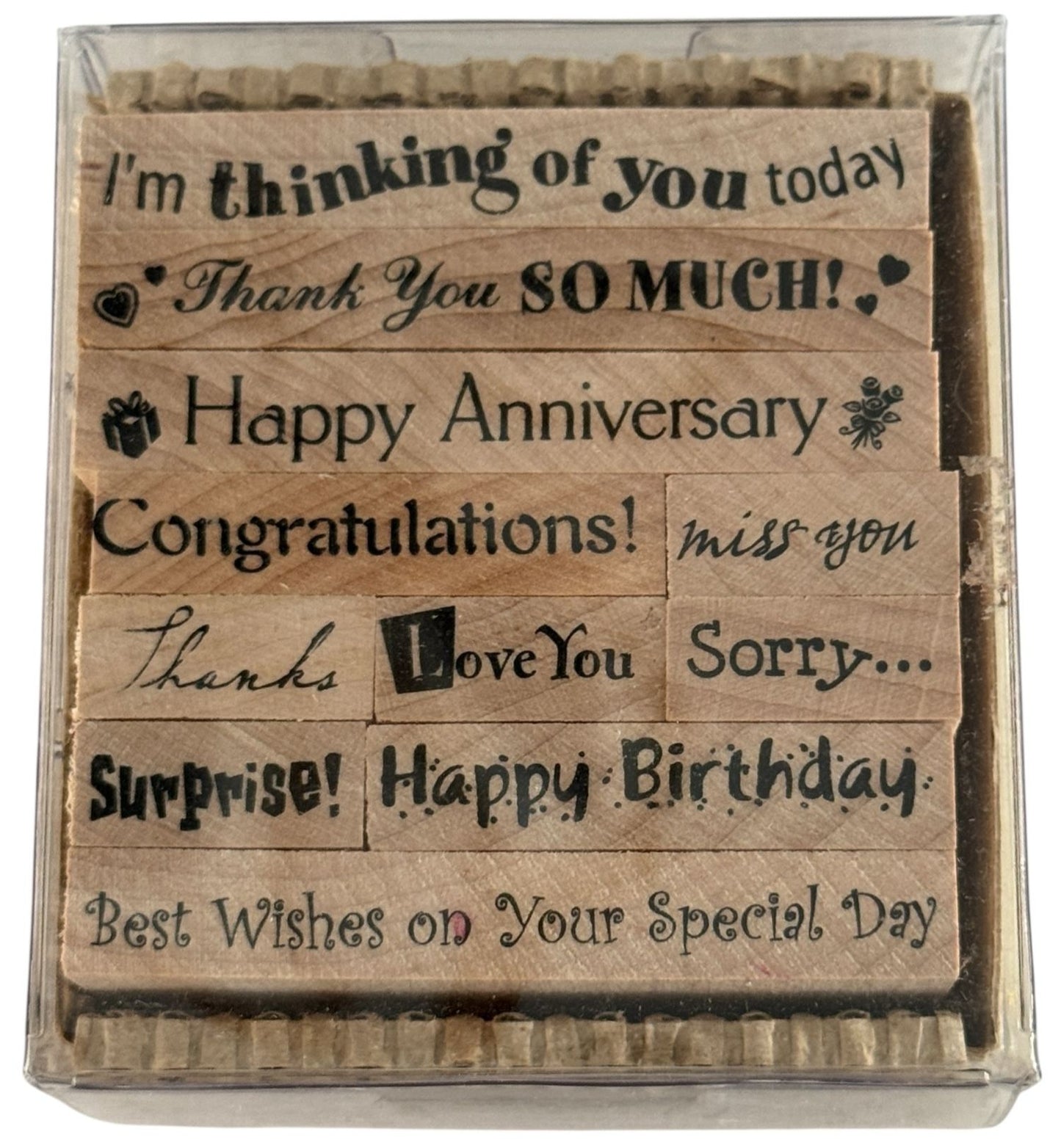 PSX Rubber Stamp Set Pixie Expressions Greetings Thanks Miss You Surprise Words