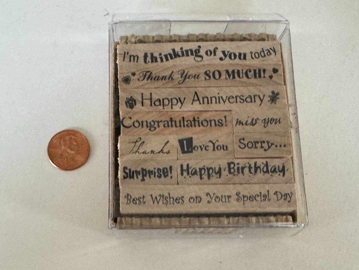 PSX Rubber Stamp Set Pixie Expressions Greetings Thanks Miss You Surprise Words