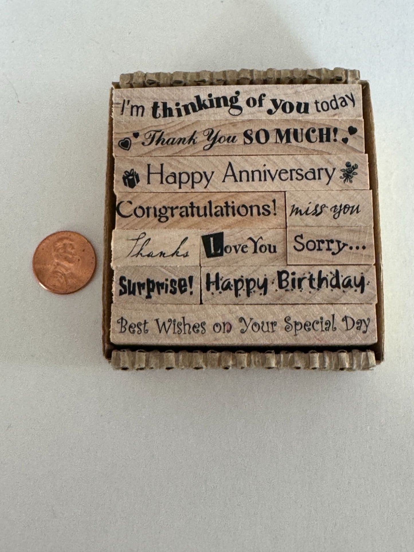 PSX Rubber Stamp Set Pixie Expressions Greetings Thanks Miss You Surprise Words