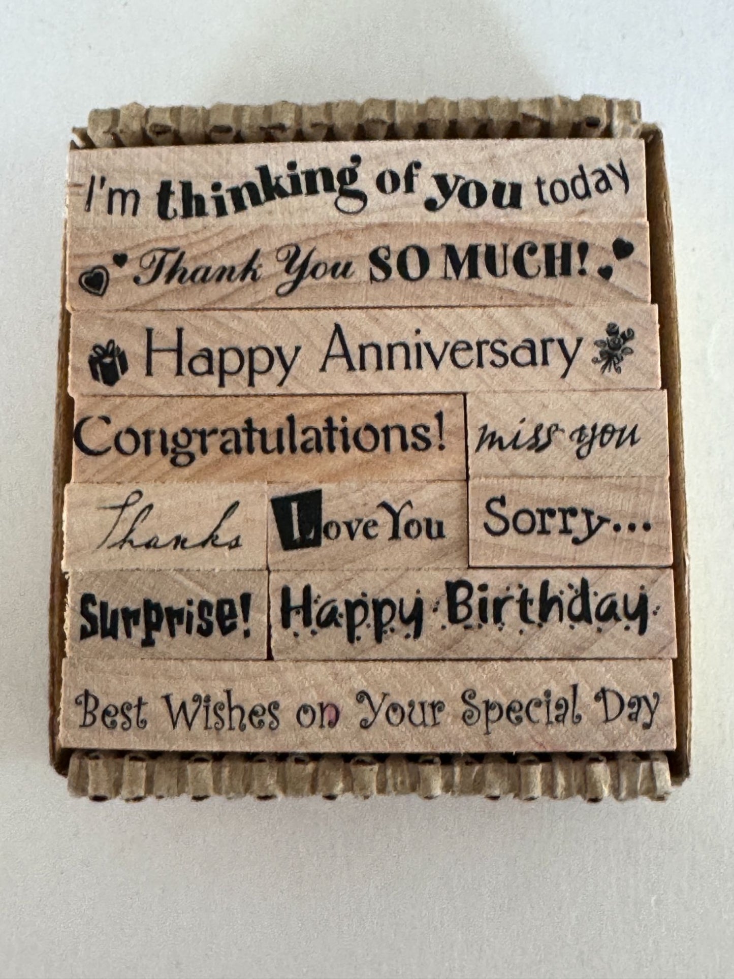 PSX Rubber Stamp Set Pixie Expressions Greetings Thanks Miss You Surprise Words