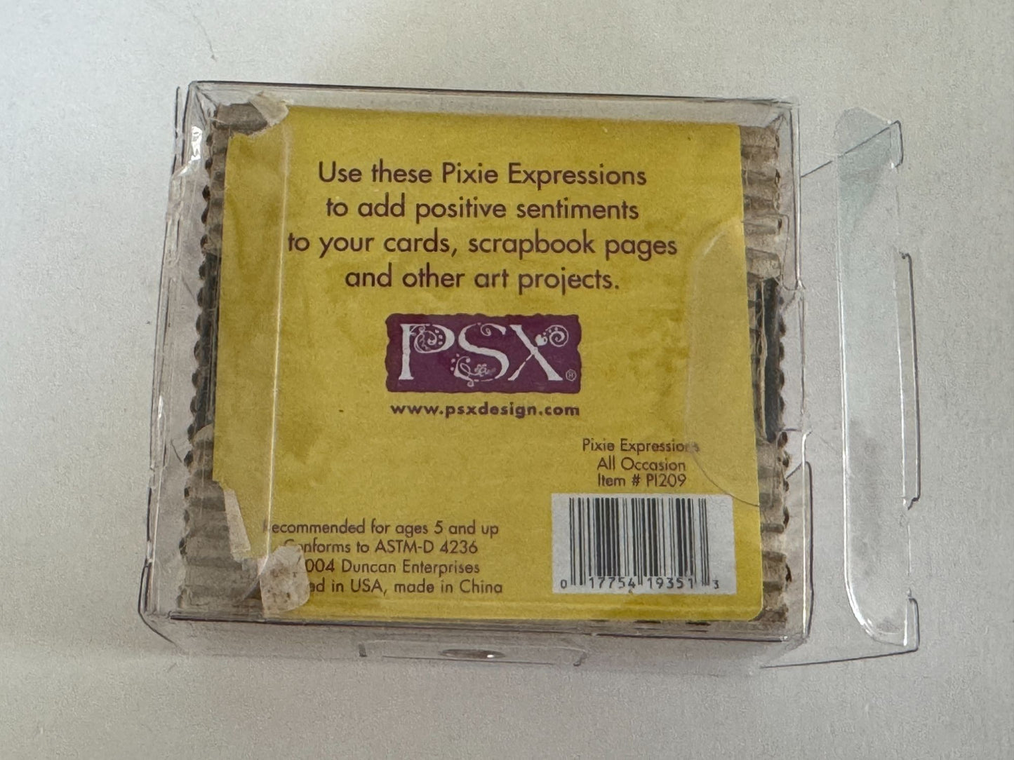 PSX Rubber Stamp Set Pixie Expressions Greetings Thanks Miss You Surprise Words