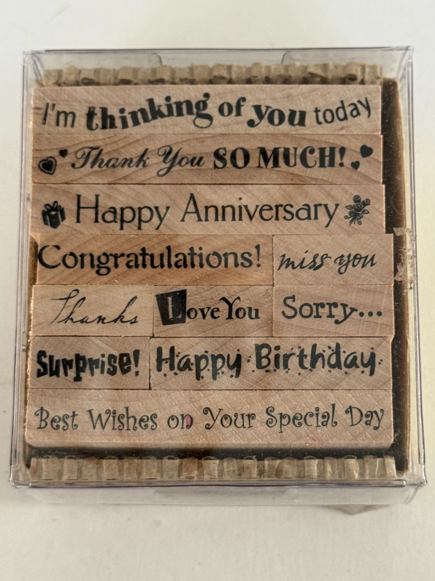PSX Rubber Stamp Set Pixie Expressions Greetings Thanks Miss You Surprise Words