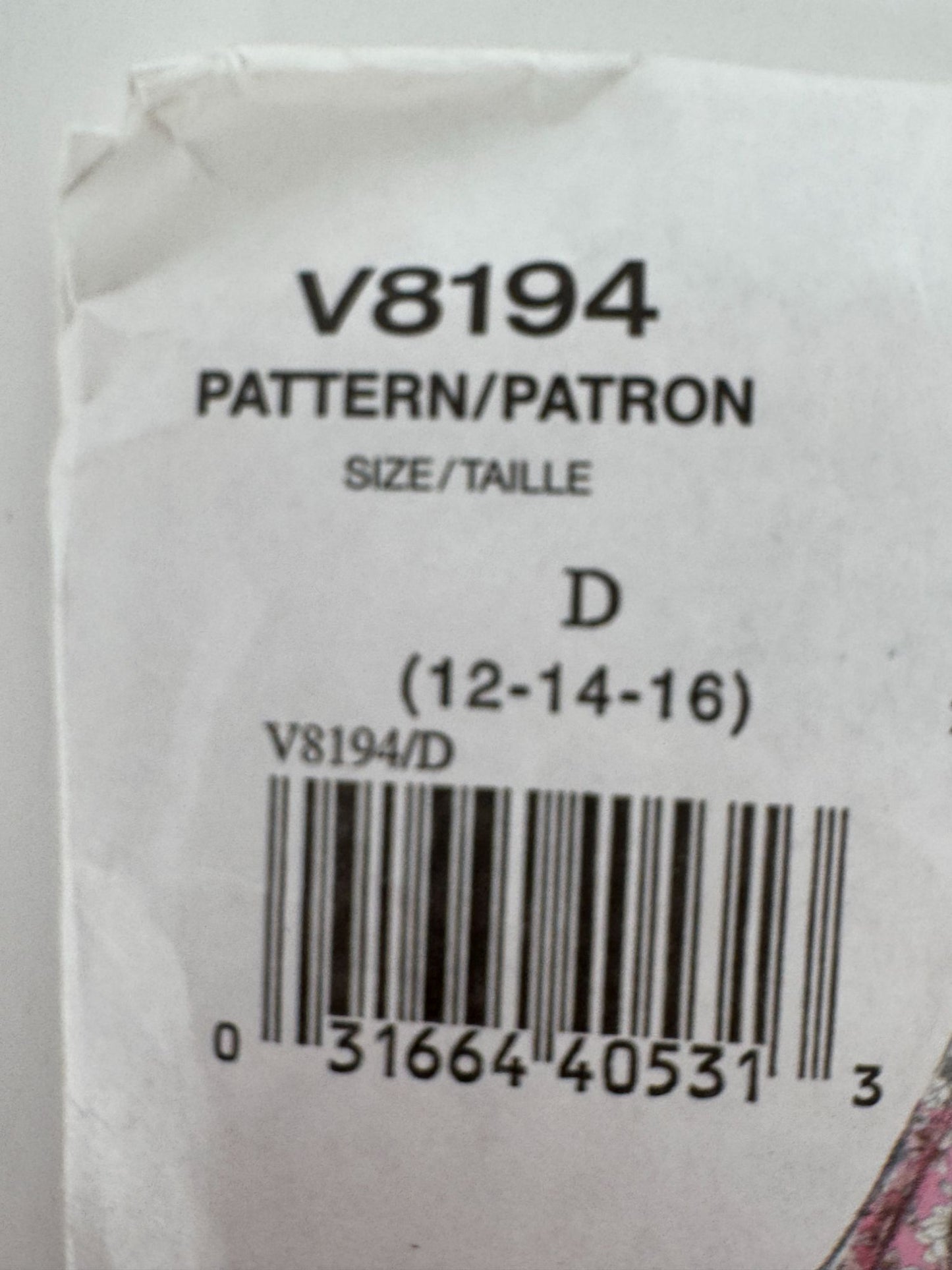 Vogue Sewing Pattern V8194 Misses Top Shirt Flounce Collars Peplum 12-16 Easy UC