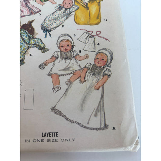 Butterick Sewing Pattern 5102 Baby Layette Baptism Dress Long Dess Petticoat UC