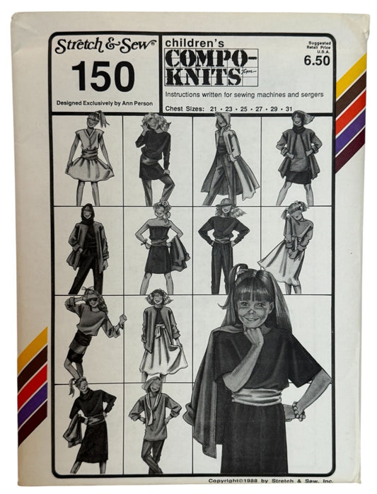 Stretch and Sew Sewing Pattern 150 Girls Dress Skirt Shirt Jumpsuit Compo-Knits