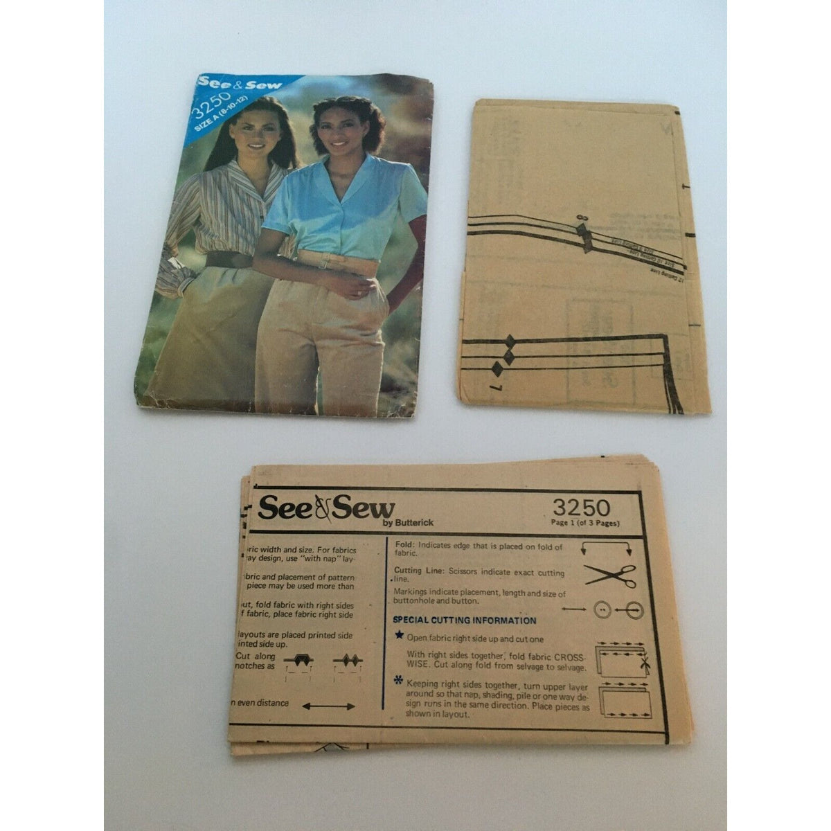 Butterick See & Sew 3250 Vintage 1980s Blouse Sewing Pattern Size 8 10 12 Retro Top