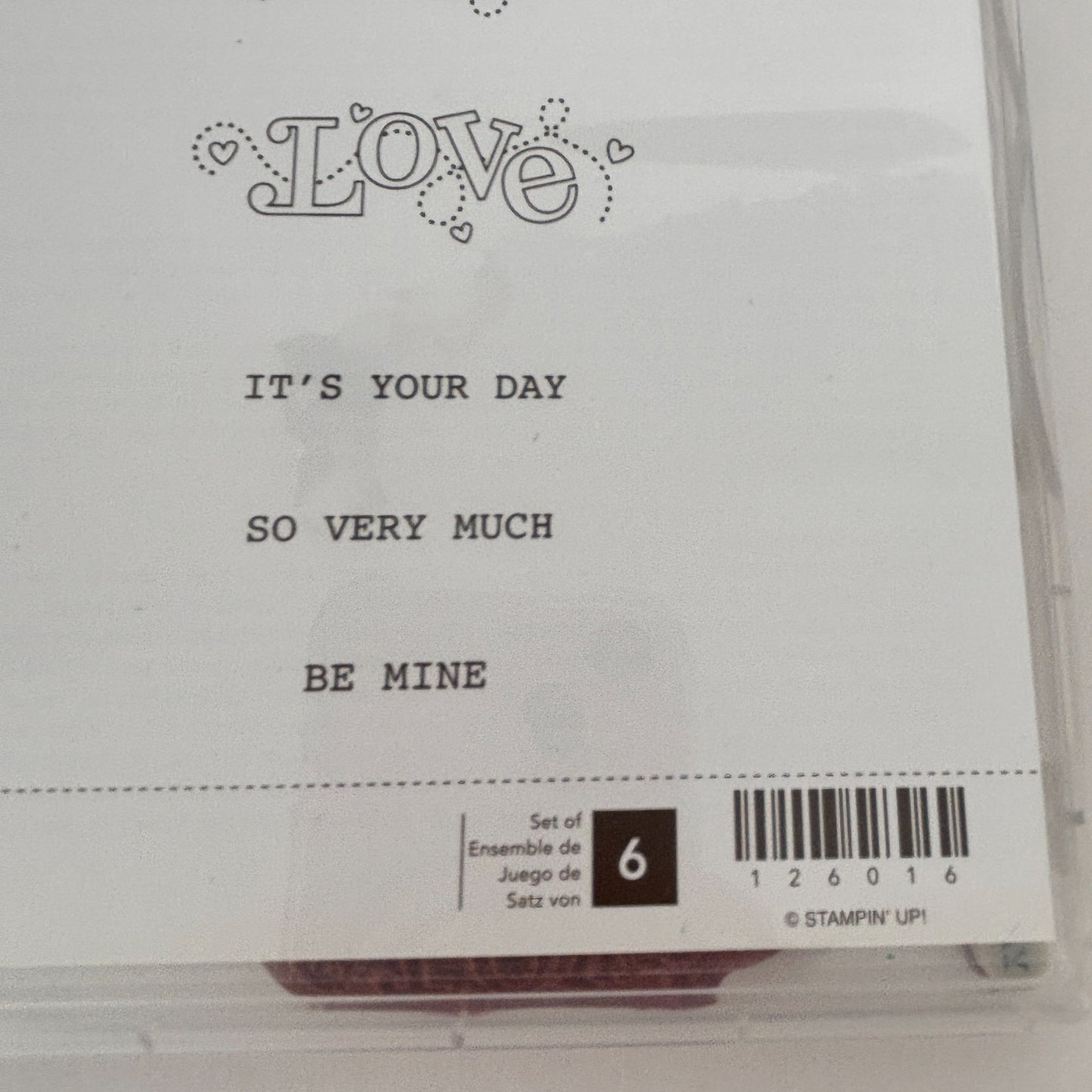 Stampin Up Clear Mount Rubber Stamp Set Outlined Occasions Celebrate Thanks Love Be Mine