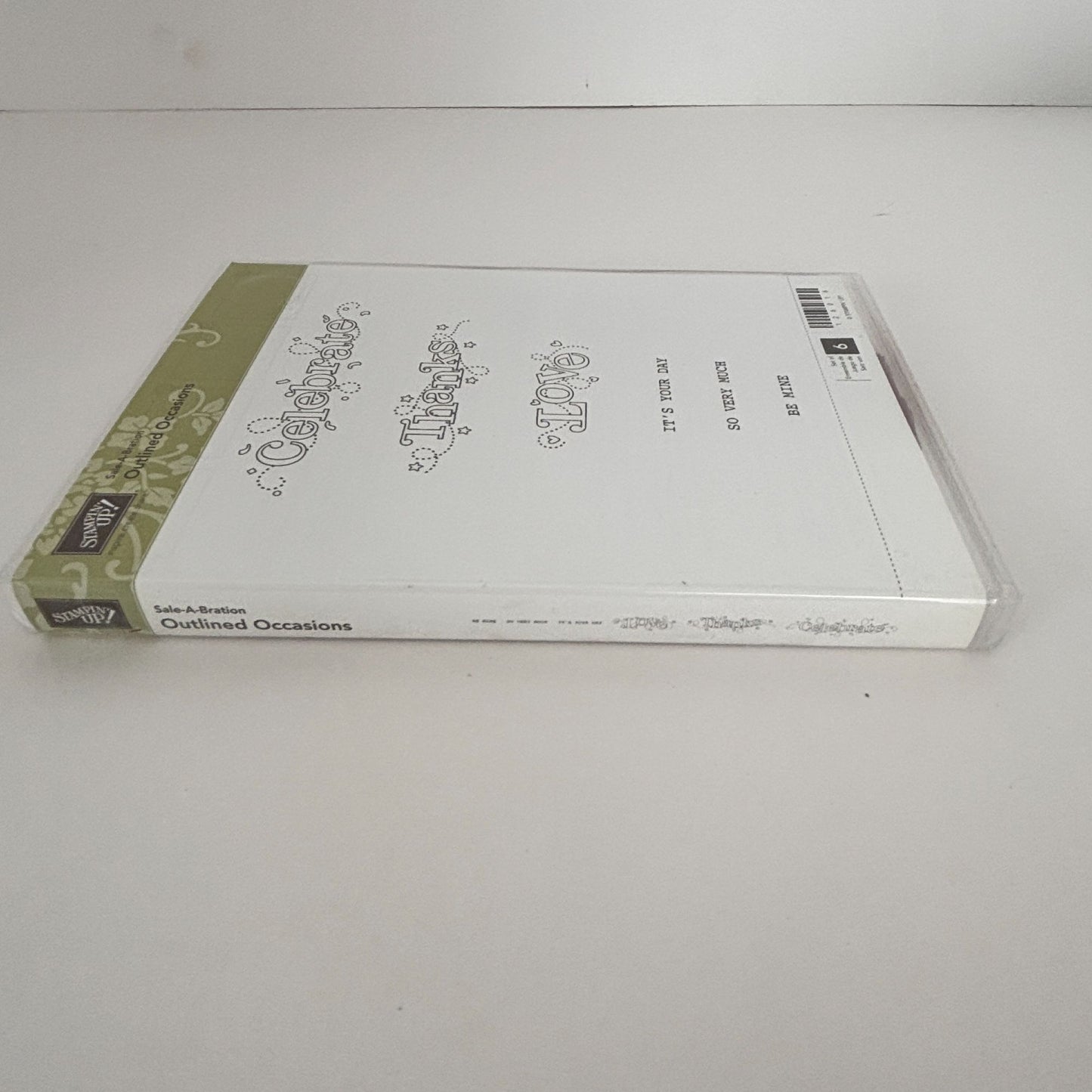 Stampin Up Clear Mount Rubber Stamp Set Outlined Occasions Celebrate Thanks Love Be Mine