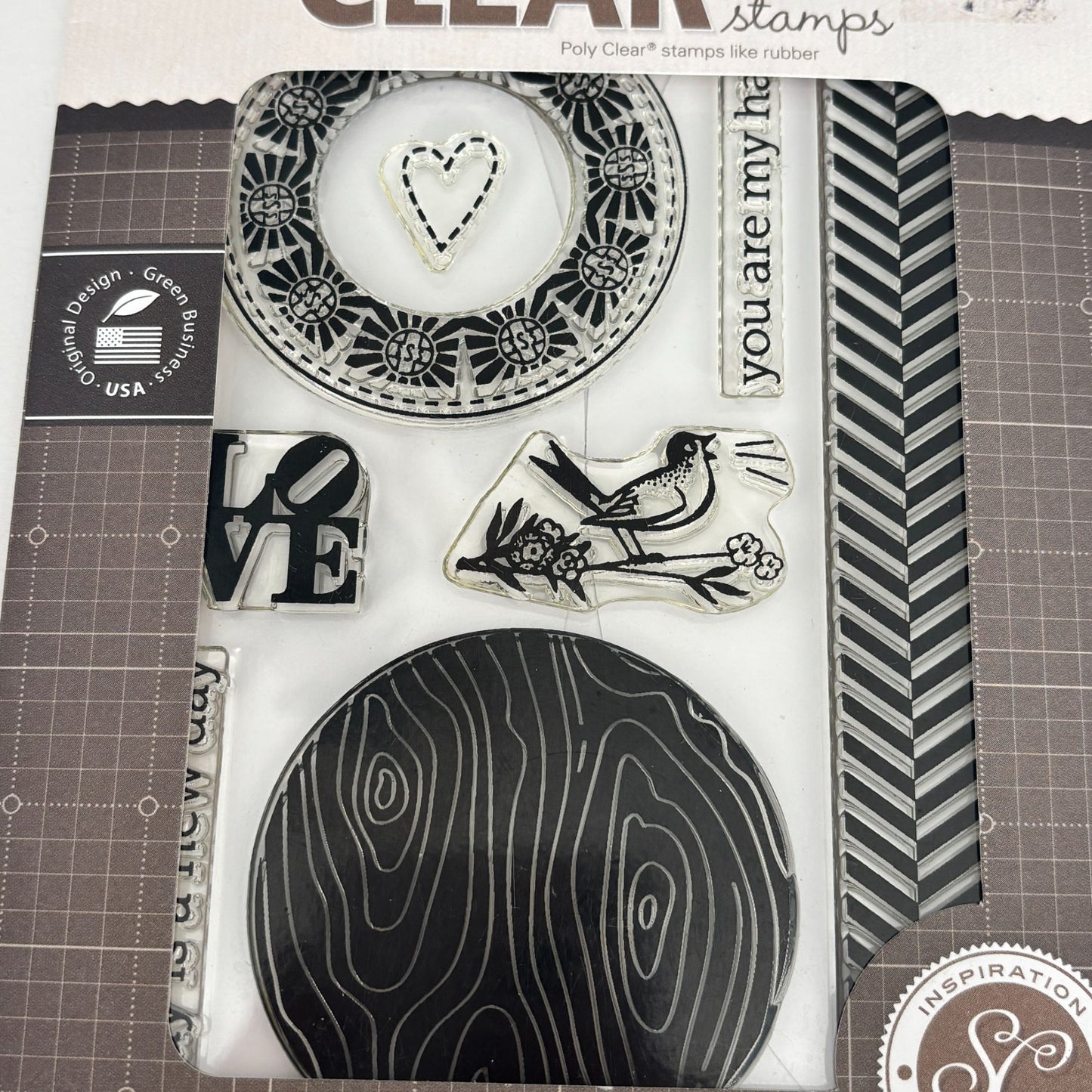 Hero Arts Clear Stamps Studio Calico My Happy Love Bird Woodgrain Circle Craft Cardmaking