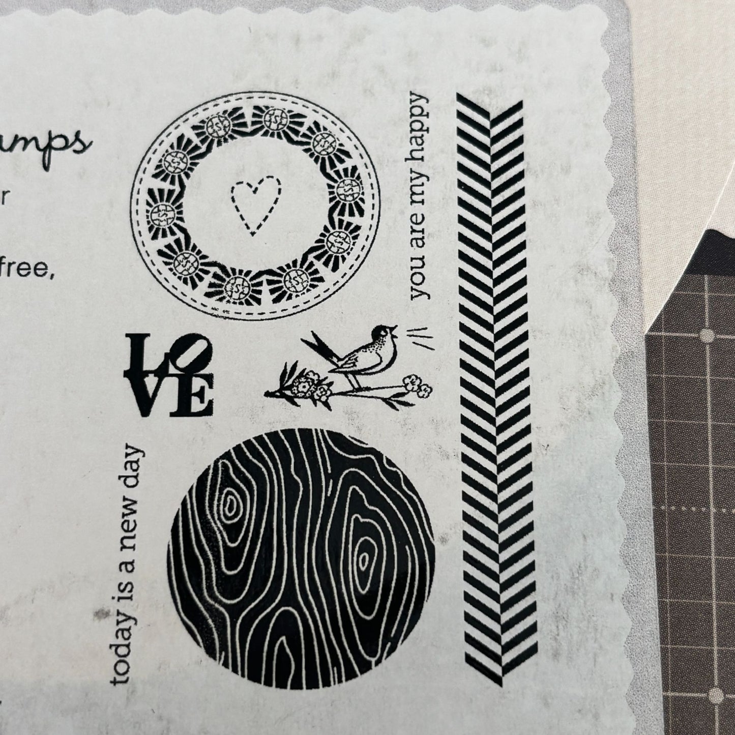 Hero Arts Clear Stamps Studio Calico My Happy Love Bird Woodgrain Circle Craft Cardmaking