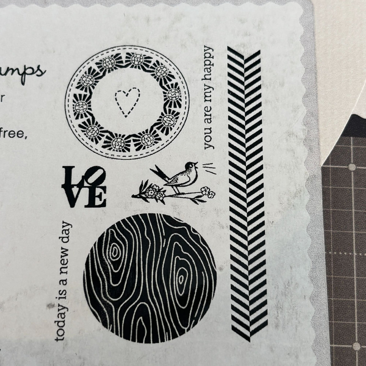 Hero Arts Clear Stamps Studio Calico My Happy Love Bird Woodgrain Circle Craft Cardmaking