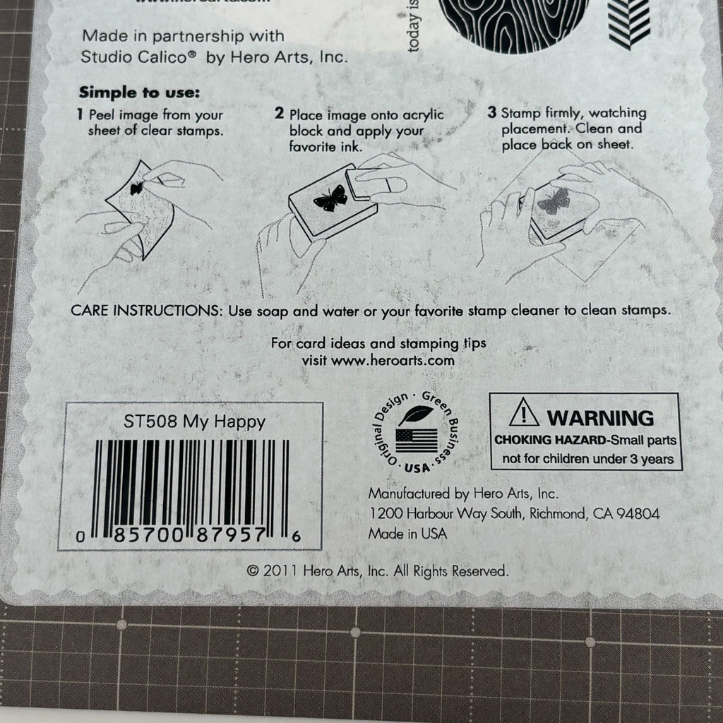 Hero Arts Clear Stamps Studio Calico My Happy Love Bird Woodgrain Circle Craft Cardmaking