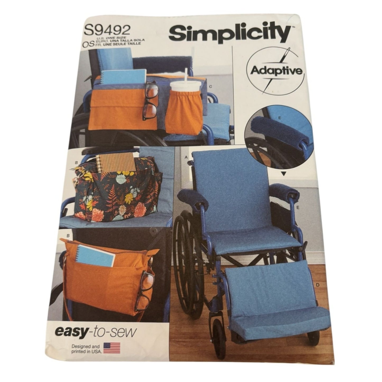 Simplicity Sewing Pattern S9492 Adaptive Wheelchair Seat Cushion Organizer Bag