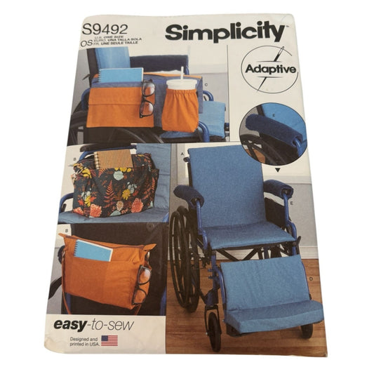 Simplicity Sewing Pattern S9492 Adaptive Wheelchair Seat Cushion Organizer Bag