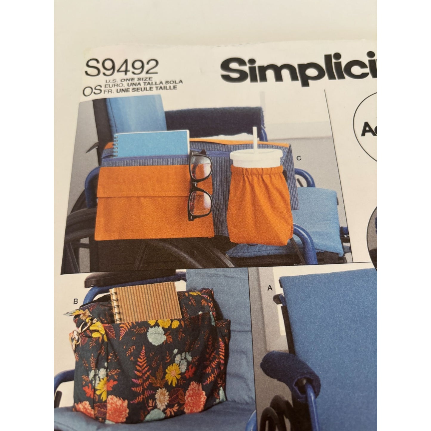 Simplicity Sewing Pattern S9492 Adaptive Wheelchair Seat Cushion Organizer Bag